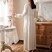 Homgro Women's Victorian Nightgown Cotton Vintage Sleep Dress Long Sleeve V Neck Old Fashioned Princess Nightdress Night Gown White Large