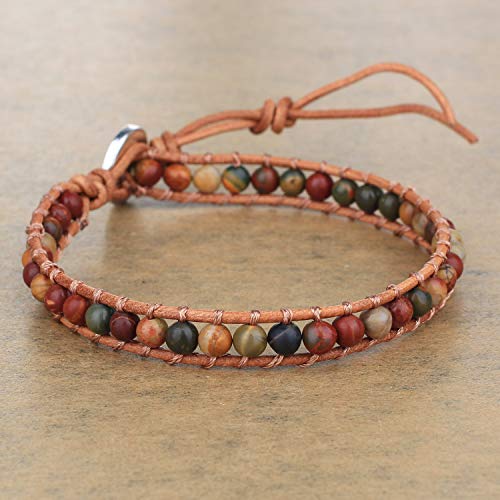 Kelitch Agate Beads Strand Bracelets Leather Wrap Bracelet Handmade Cuff Adjustable Bracelet New 2020 (Brown) #TOP4