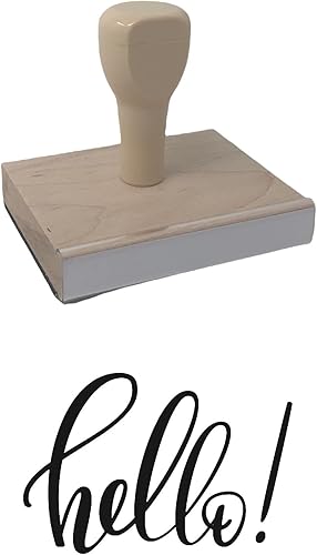 Hola sello de goma, 2 x 3" sello de madera