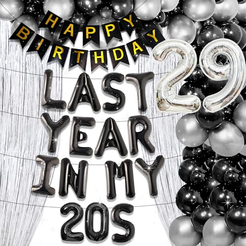LaVenty Last Year In my 20S Birthday Decorations 29th Birthday Decorations for Men 29 Balloon Number 29 Birthday Balloons