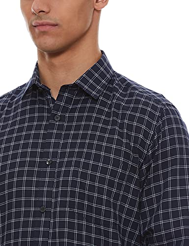 Image of Amazon Brand - Arthur Harvey Men's Regular Shirt (AH01-GTZ-CHK-C100 Navy1 44)