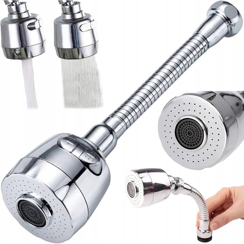 Aireador de Grifo - Universal y Ajustable | Extensor Grifo de Cocina - Multiples Modos | Adaptador Giratorio para Ahorrar Agua - Economico | Juego completo con Kit de Instalacion (2-in-1 XL Chrome)