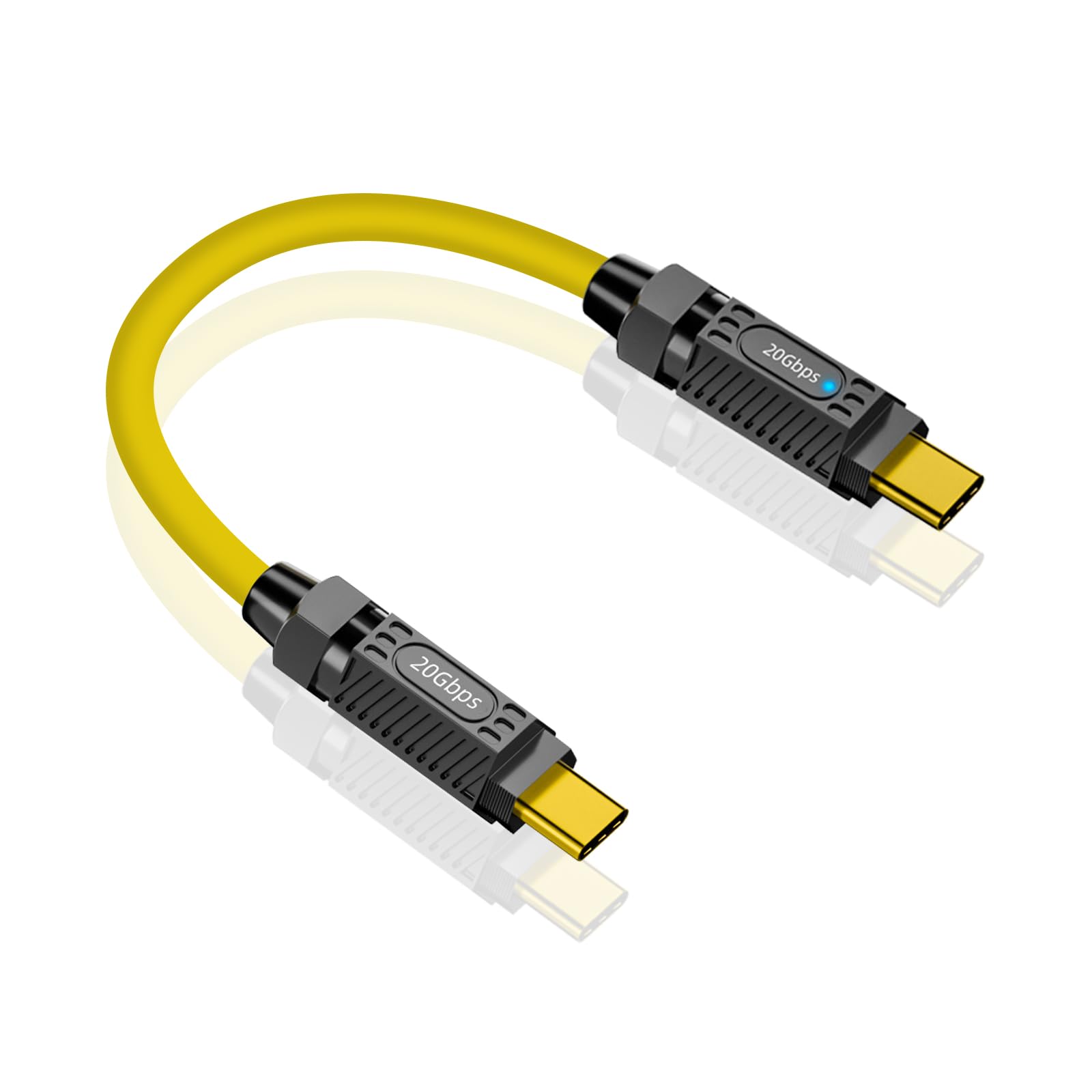 Maxhood Short USB C to USB C Cable 20cm, 140W & 20Gbps & PD3.1, Short Type C Cable with LED Indicators, Support 8K@60Hz for Thunderbolt 3, MacBook Pro, External SSD