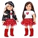 DreamWorld Collections - Chic and Sassy - 5 Piece Outfit - Clothes Fits 18 American Girl Doll - Motorcycle Faux Leather Jacket with Paperboy Hat, White T-shirt, Red Skirt & Boots (Doll Not Included)