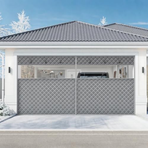 Garage Door Insulation Kit 10x7Ft 16x7Ft 8x7Ft 8 * 9Ft 9x7Ft 9x9Ft 10x8Ft 18 * 9FT Garage Door Screen ForWinter, Magnetic Thermal Insulated, Waterproof Windproof Soundproof(Gray,W17.5*H10 FT)