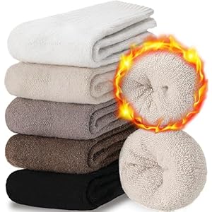 EBMORE 5 pares de calcetines térmicos de lana merino para mujer, para senderismo, invierno, cálidos, gruesos, acogedores, cómodos, para mujer