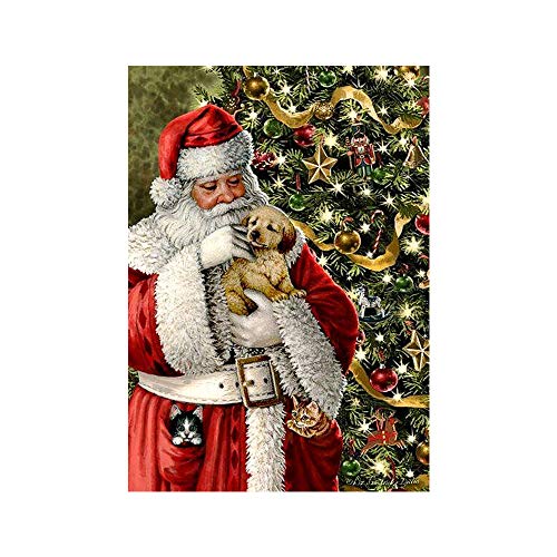 LINGSFIRE Kit de Pintura de Diamantes de Navidad 5D, Kits de Bordado de Taladro Completo, Pinturas Diamantes Decoración de la Pared de Punto de Cruz de Nieve Papá Noel Papá Noel, 30 x 40 cm Cover