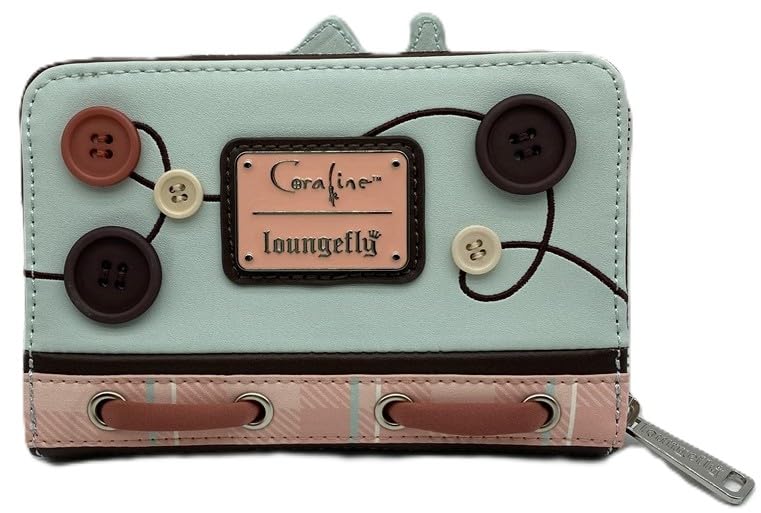 Loungefly Coraline Garden Party Zip-Around Wallet – Officially Licensed, Faux Leather, Embroidered Details, Multiple Card Slots3