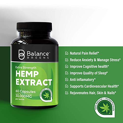 Balance Breens Hemp Extract Capsules 30,000 mg per Bottle - Supports Brain Functions, Immune Support - Rich in Omega 3-6-9 Fatty Acids - Image 6