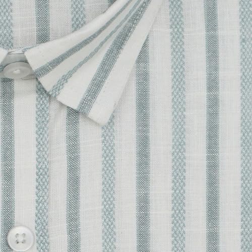 Image of GHPC Cotton Linen Striped Half Sleeves Regular Fit Formal Shirt for Men