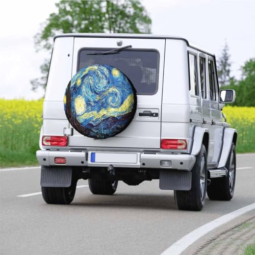 Image of Abstract Starry Sky Spare Tire Cover for RV Trailer Horror Halloween Painting at Night Wheel Protectors Weatherproof Polyester Tire Case for All Cars SUV Camper Travel 15 inch