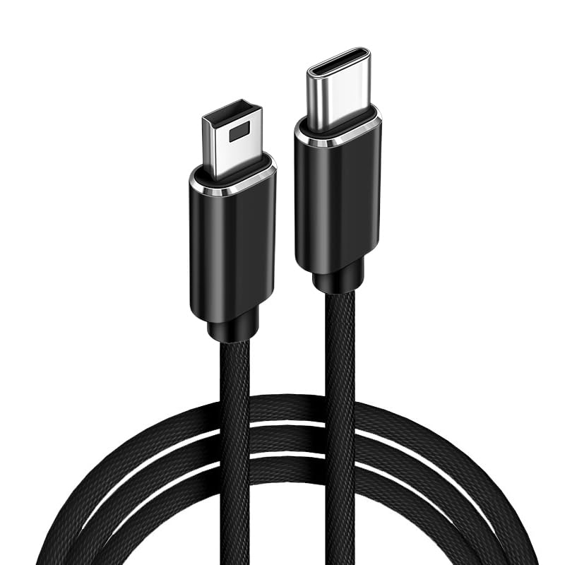 CBUS 6.6ft USB C to Mini USB Cable, Mini USB to USB C Cable for Camera, GPS, Dash Cam, Game Controller (Black)