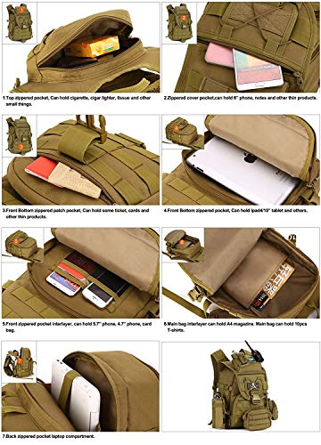 Yakmoo Multifunctional Waterproof Backpack Tactical Military Style Daypack MOLLE System School Bag 40L for Outdoors - Image 6