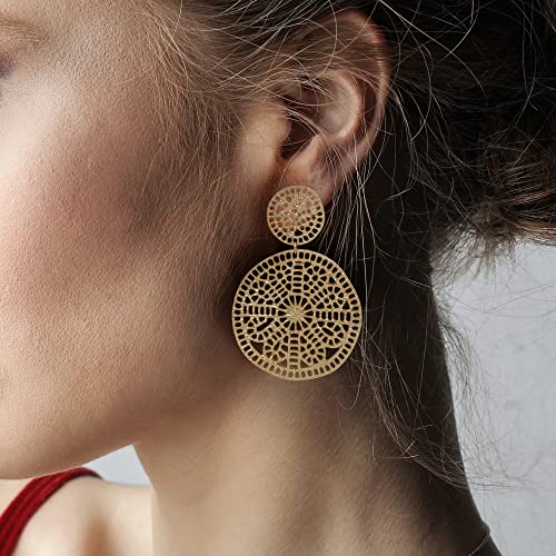 Filigree Geometric Gold Drop Earrings, Dangle, Gift for Her2
