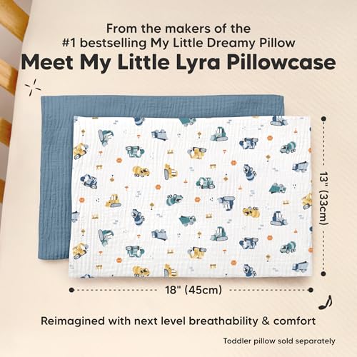 Image of KeaBabies Cotton Muslin Toddler Pillowcase 13x18 Only, 2-Pack (Diggers)