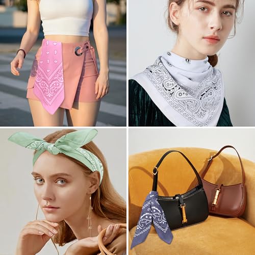 Image of Mochabao 100% Cotton 27 inch x 27 inch Large Bandanas for Men & Women, Multi-Purpose Bandana Headbands, Square Head Scarf