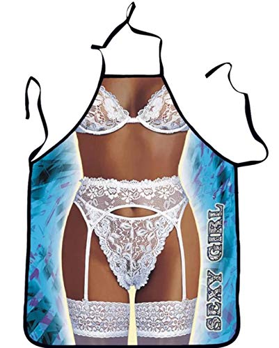 WOO LANDO Tablier de cuisine avec bande de cou à nouer, imperméable, 73 x 57 cm, DESSOUS, M
