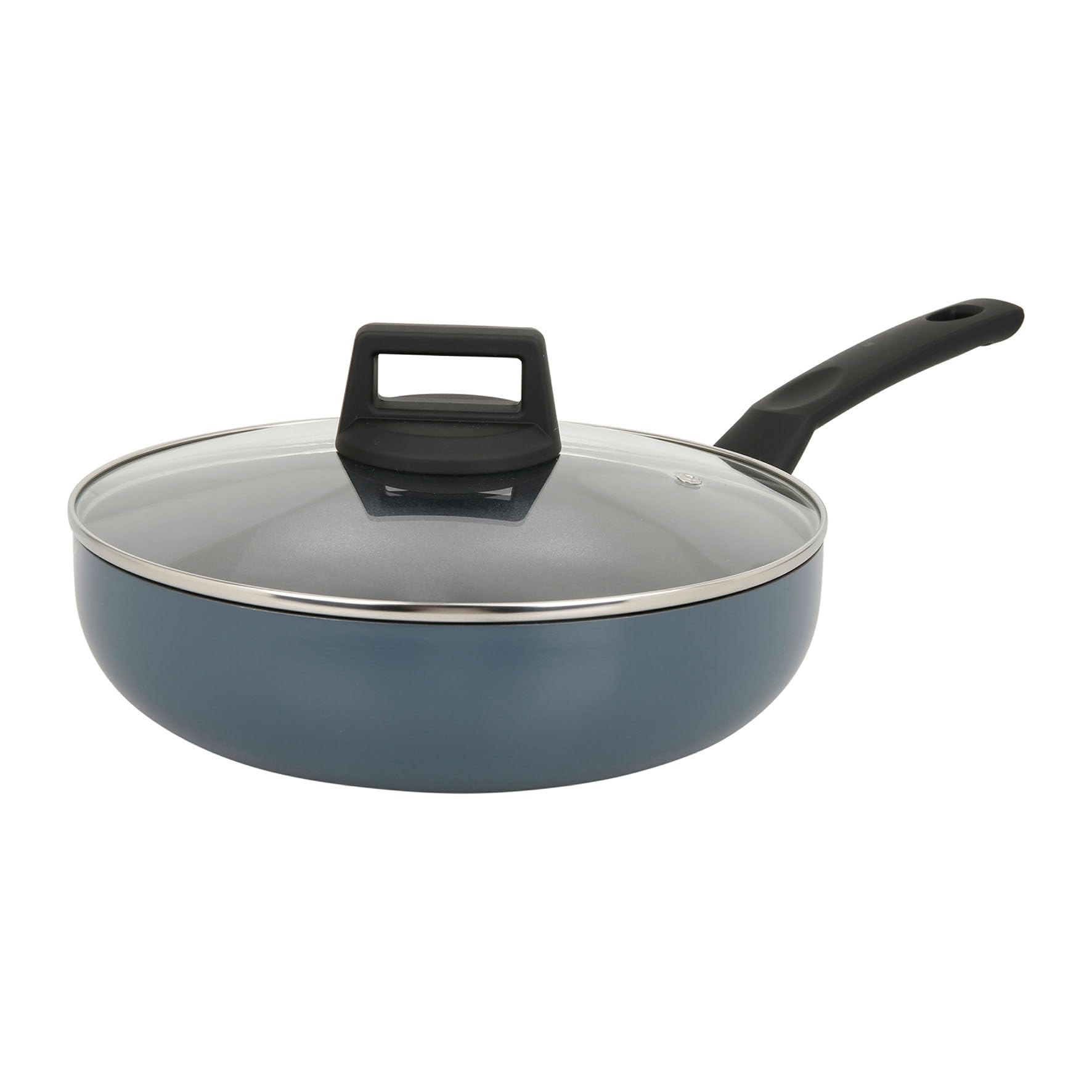Sitram 715449 Sauteuse Aluminium recyclé RAVIVE Ø 26 cm H 7 cm - Revêtement intérieur Whitford Xylan 2 couches sans PFOA - Coloris Bleu - Avec couvercle vapeur en verre - Tous feux dont induction