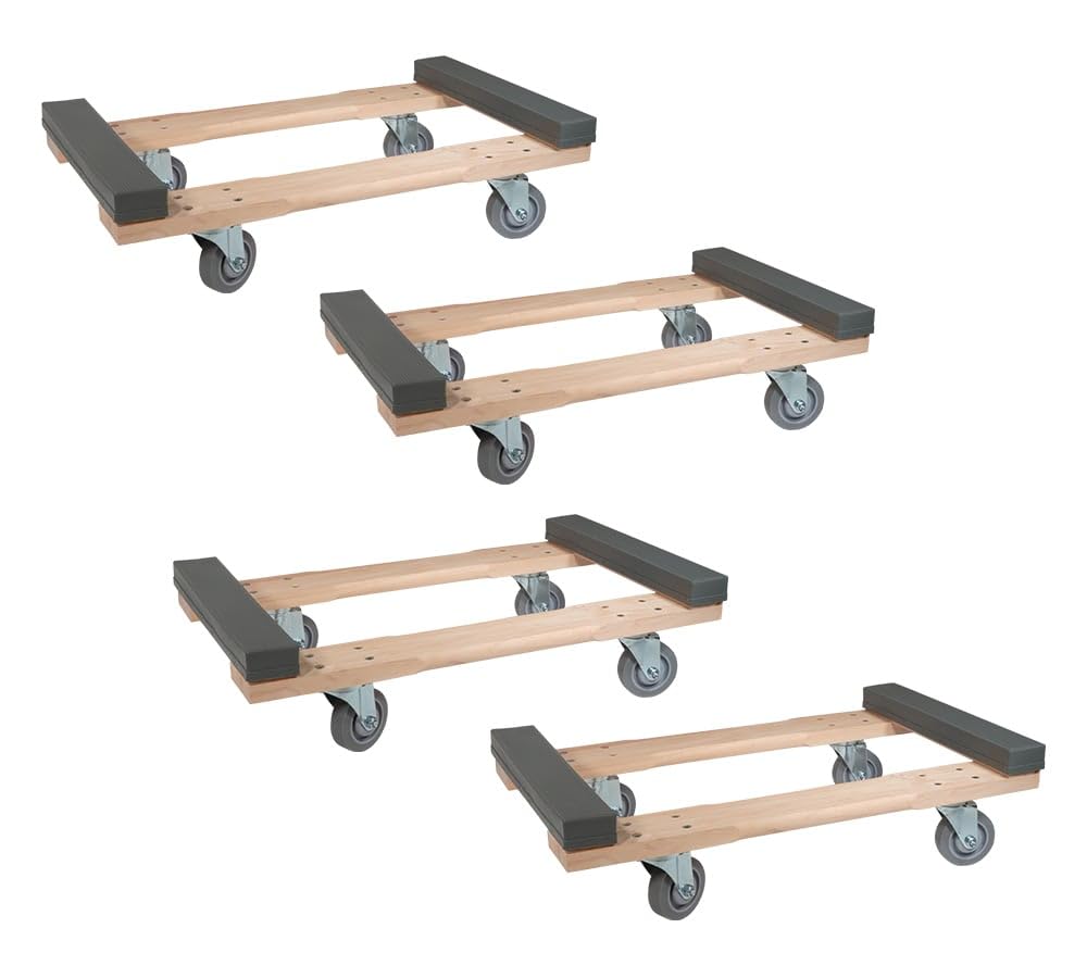 Mytee Products 4 Pack 32"x18" Chicago Style 4 Wheel Dolly - 1000 lbs Capacity - Furniture Moving Cart Dolly for Transport & Carrier - Heavy Duty
