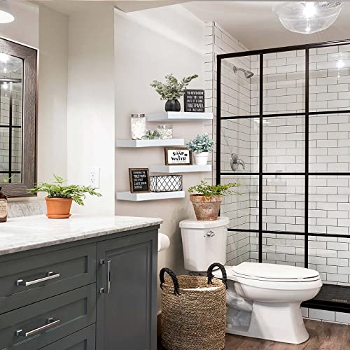Image of QEEIG Floating Shelves for Wall Bathroom Shelf Bedroom Kitchen Living Room Farmhouse Small Book Shelf 16 inch Set of 4, White (015-W4)