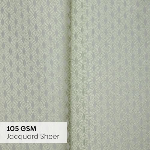 Image of haus & kinder Jacquard Sheer Window Curtains 5 Feet Long Pack of 2 Window Curtains, 5 Feet Curtains for Window, (Abstract Geometric Design, Sage Ripple Ice Blue, 114x152cm)