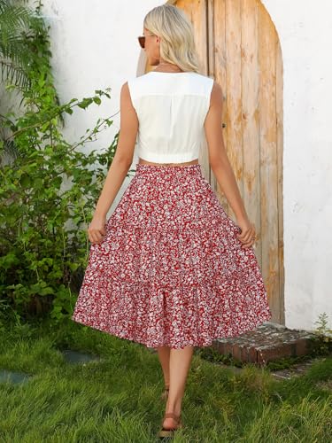 Image of Berydress Midi Skirts for Women 2026 High Waist Casual Summer Boho Skirt