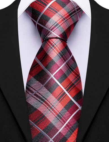 Image of Barry.Wang Mens 6 PCS Ties Silk Striped Paisley Check Floral Necktie Silky Woven Wedding Business Party Ties 3.34 inch