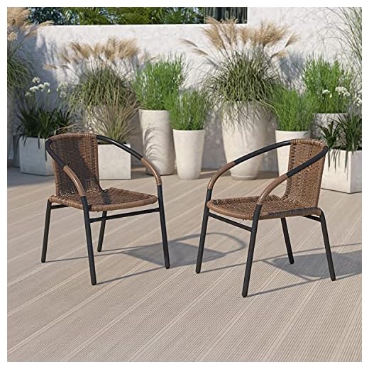 Set of 2 Modern Rattan Stack Chairs