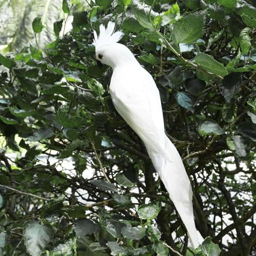 Loros artificiales de 35 cm de espuma y plumas decorativas para el césped 8