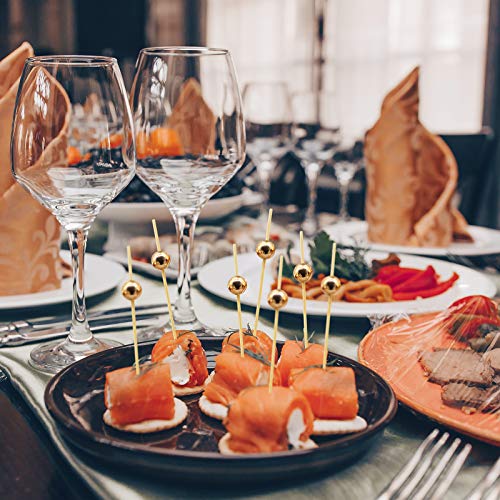 Minisland Gold Pearl Cocktail Picks, 4.7 Inch Long Bamboo Fancy Toothpicks for Appetizers, Decorative Christmas New Year Holiday Party Food Drink Garnish Fruit Kabob Skewer Sticks 100 Counts - MSL150 - Thumbnail 5