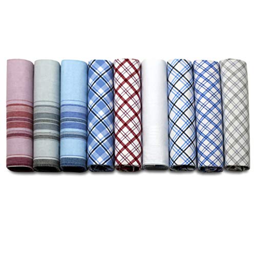 Pointed Designs Handkerchief Men Cotton Woven Colored Hankies (Set of 9)