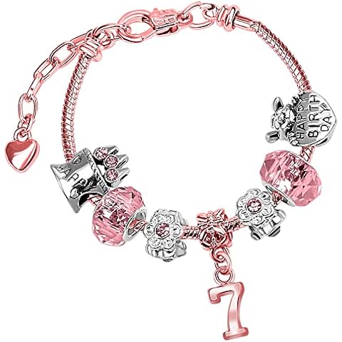 Girls Sparkly Pink Crystal Charm Bracelet Cover