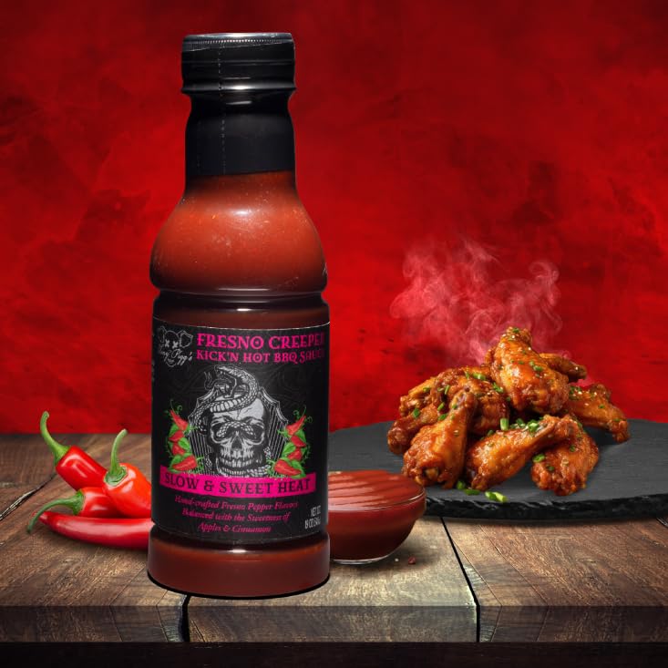 Tony Piggs Hot BBQ Sauce Fresno Creeper Flavor (19oz) - Condiment Topping for Wings, Ribs & Burgers at Football Tailgate Parties - Barbecue Sauce w Hot Sauce Heat from Fresh Peppers - Grilling Gift - Image 5