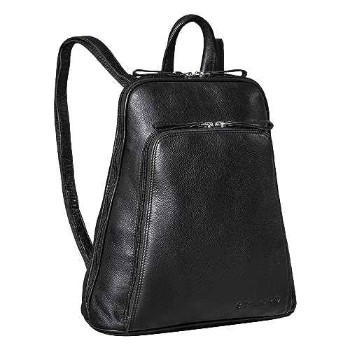 STILORD 'Martha' Mochila de Cuero para Mujeres Vintage | Daypack Elegante y Moderno para Ciudad, Salidas, Compras y Trabajo | Mochila Anti Robo de Cuero Auténtico Color:Negro