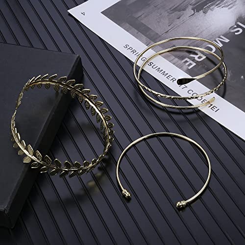 FIBO STEEL 7 Pcs Gold Plated Arm Cuff Upper Arm Band Cuff Bracelet Armband Set Adjustable Simple Coil Bangle for Women3