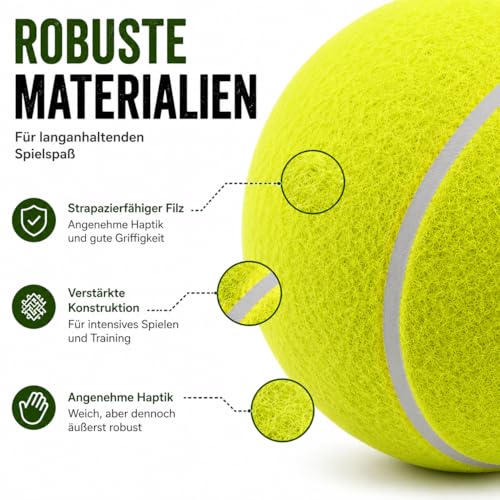 LUOEM Großer Tennisball 24 cm für mittelgroße und große Hunde – Aufblasbarer Spielball mit Luftnadel, Robustes Hundespielzeug für Garten, Strand und Training