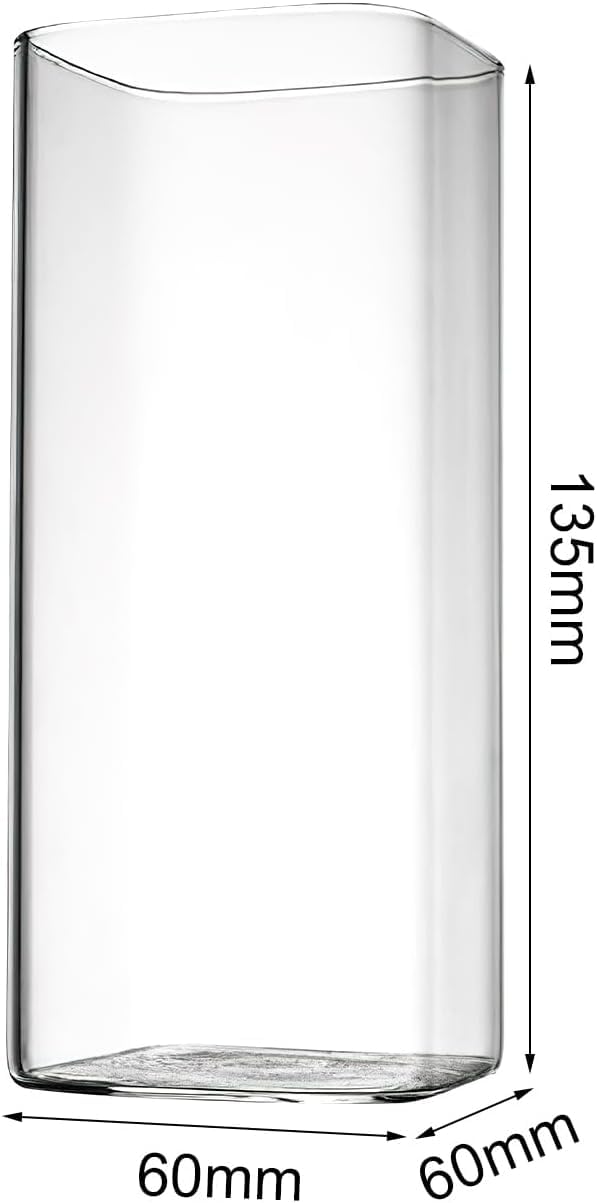 HENGBIRD Bicchieri da Long Drink Trasparenti 400 ml, Set 4 Pezzi, Sottili Quadrati in Vetro Borosilicato, Eleganti per Acqua, Succo, Birra, Bevande e Cocktail Mojito