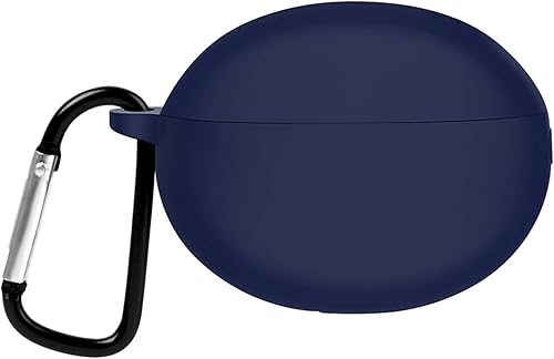 Miniatura 3 de Juego de 2 fundas protectoras de silicona suave compatibles con auriculares Huawei Freebuds 5i, funda protectora con llavero (negro y azul)