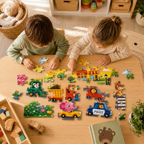 Image of Webby Busy Vehicles Level Up Jigsaw Puzzles for Kids