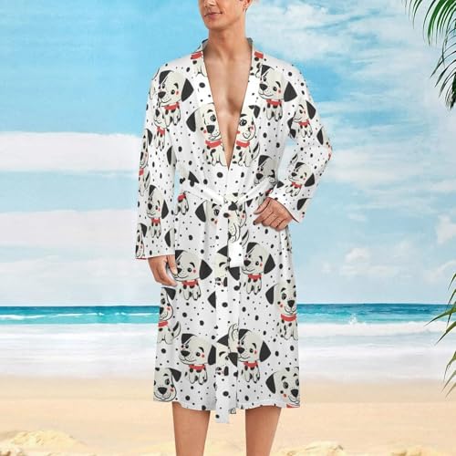 Cute Dalmation Dog Funny Men's Robe Soft Lightweight Bathrobe Long-sleeve Spa Robes2