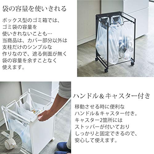 Amazon Co Jp ぼん家具 2分別 ゴミ箱 缶 ビン ペットボトル 分別 隠せる ゴミ袋ホルダー 縦型 ブラック ホーム キッチン