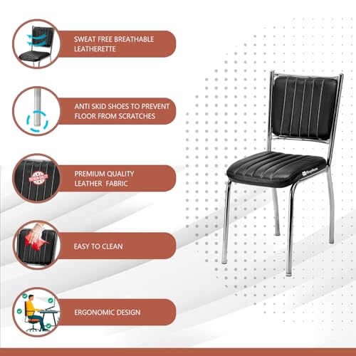 Image of GOYALSON Office Chair Visitor Without arm Rest with Steel Frame Chair and Cushioned seat Back, Chair Without Wheels Holds up to 110 kg Heavy Design (4, Black, Heavy 3)