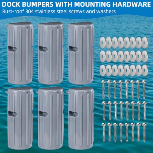 Image of Dock Bumper Fender,Boat Dock Bumpers for Edge or Side | Marine Fender Guard Vertical Protection, Durable Construction,UV Resistant,Includes Stainless Steel Mounting Hardware
