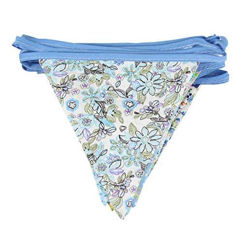 Infei 10M/32Ft 36 Floral Fabric Triangle Flags Bunting Banner Garlands For Wedding, Birthday Party, Outdoor & Home Decoration (Blue) #TOP6