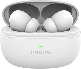 Philips TAT1150WT/94 Premium Wireless Earbuds with ANC,Quad Mic ENC,Up to 55 Hr Playtime, 13mm Neodymium Drivers,Multipoint, ergonomically Designed,IPX5 Water Resistance,Fast Charging(Bright White)