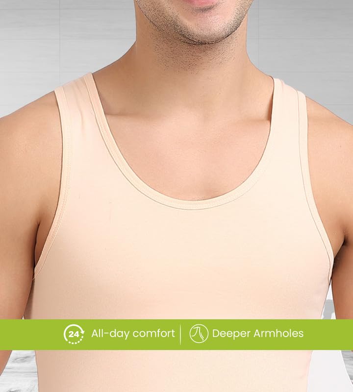 Image of Freecultr Cotton Vest for Men Sleeveless Lightweight Solid Round Neck Comfort Vests | Ultra-Comfortable, Breathable, and Moisture-Wicking Innerwear Sando for Gym, Yoga, Running, and Daily Casual Wear