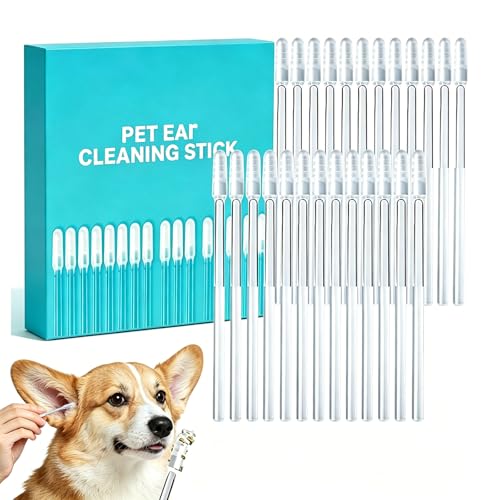 HAYLILUYOO 48 Pcs Pet Ear Cleaning Stick Adhesive Ear Cleaning Tools for Dog and Cat Sticky Resin Head Gentle Safety Pets Earwax Removal Tools