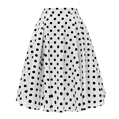 Women's 50s Vintage Inspiration Polka Dot Floral Rockabilly Full Swing Skirt