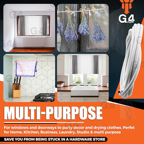 G4GADGET 3M Net Curtain Wire with 8 Hooks & 8 Eyes – Strong and Flexible Curtain Hanging Kit for Net Curtains, Windows, Doorways, Wardrobes & Home Use – Easy Installation & Secure Fit - Image 7