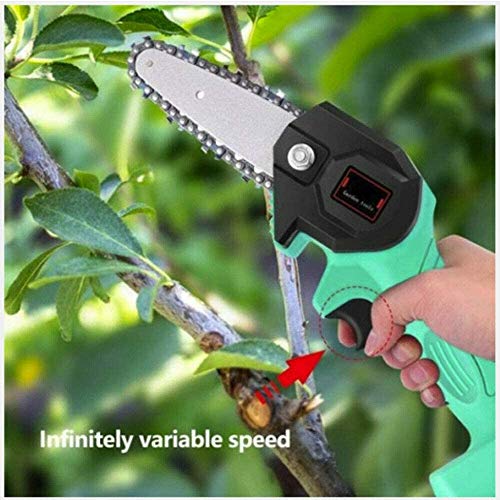 Deysen Mini Chainsaw, 4 Inch Cordless Electric Protable Chainsaw Rechargeable Lithium Battery Chainsaw 0.7kg Ultra-Light Electric Saw Suitable for Garden, Branch, Wood Cutting and Pruning